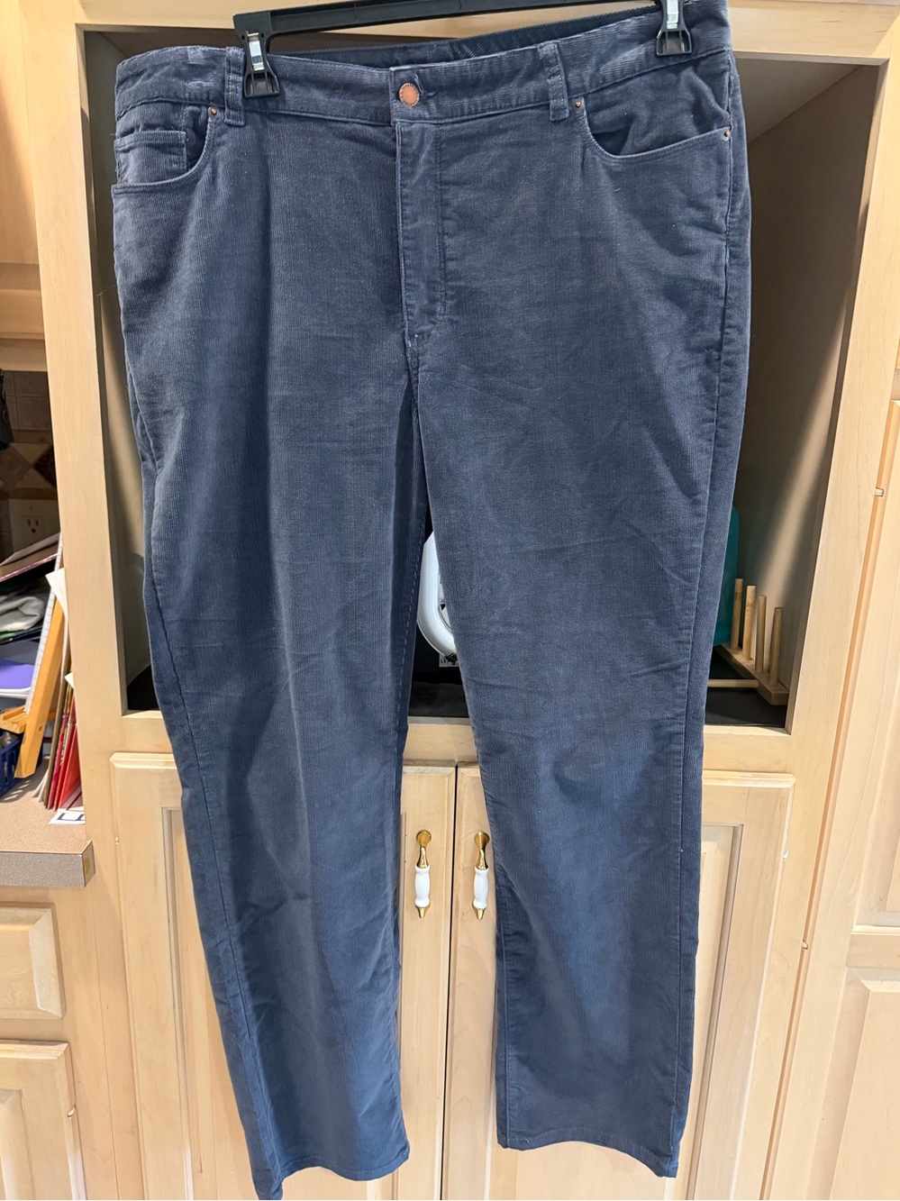 L.L. Bean Women's Straight Leg Corduroy Pants in Navy